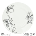 Weißes Porzellan mit Decal Flower Dinner Plate